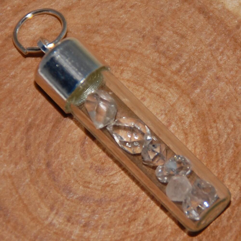 Herkimer Diamond Pendant Clear Quartz Silver Plated
